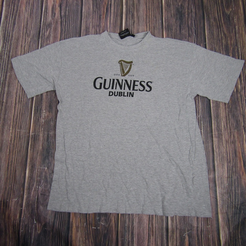 Guinness‎ Shirt Mens XL Gray Dublin Ireland Beer Logo Relaxed Fit T-Shirt Tee